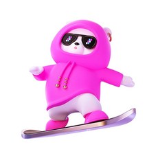 링링 귀엽고 창의적인 판다 슬라이딩 스케이트 보드 자동차 장식용품, 퍼플(1+1)