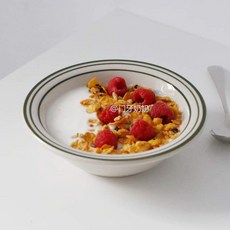 턱스톤 그린베이 레트로 원형 접시 빈티지 수입 그릇 4종, 6.5인치그린라인아침그릇