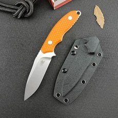 Rick Hinderer D2 블레이드 전술 고정 나이프 G10 핸들 자기 방어 생존 사냥 다목적 스트레이트 EDC 도, 1개, 한개옵션1, 02 Orange