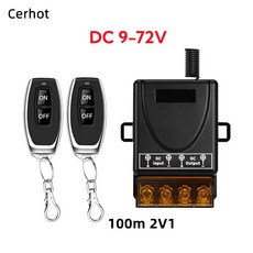 Cerhot 무선 리모컨 스위치 온 오프 고전력 30A 광전압 AC 85-265V 장거리 RF433 리모컨 3000m, 1) DC12V 100m 2V1 - 12v-72v, 1개