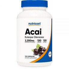 Nutricost Acai 추출물 2 200mg 채식주의자 캡슐 120개(유테르페 올레라시아) 4:1 550mg - GMO 프리 글루텐 프리, 120정, 1개