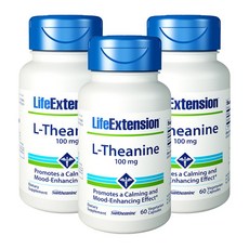 라이프익스텐션 L-테아닌 100mg 베지테리안 캡슐, 60정, 3개