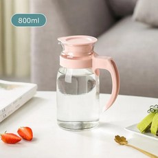 내열유리병 물 음료 주스 디펜서 냉수 주전자 뚜껑 및 손잡이 포함 1 개, 7.A-Pink, 1개