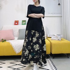 [세인트이브] 큰언니빅사이즈 609 우아한 배색 원피스