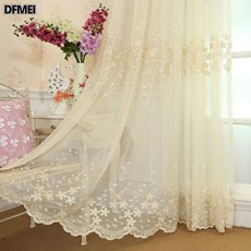DFMEI 고급 차광천 플라워 천 커튼 플로어 거즈 가즈 커튼 침실 커튼