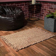 Hausattire 손으로 짠 황마 러그 50.8 x 81.3cm(20 32인치) - 천연 양면 팜하우스 보헤미안 액센트 러스틱 주방 거실 침실 입구 래그 | 작은 장식용