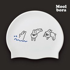 물보라 깡총다이빙 수영모 수영모자 제작수모 디자인수모 캐릭터 귀여운 실리콘 토끼 레드, 블랙, 1개