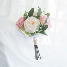 호리상점 제주스냅 조화 졸업식 꽃다발 웨딩부케 유칼립투스 모란 부케, H.큰 모란 화이트 + 파우더