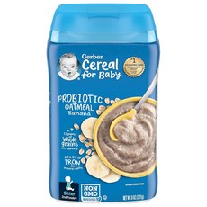 Gerber Baby Cereal 2nd Foods 프로바이오틱 오트밀 바나나 226.8g8온스, 1개, 227g