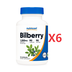 뉴트리코스트 빌베리 1200mg 캡슐 글루텐 프리, 90정, 6개