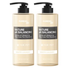 쿤달 네이처 pH 밸런싱 실키 코트 애견 샴푸 화이트런더리향, 518ml, 2개