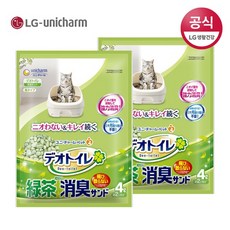 LG유니참 데오토일렛 사막화방지 녹차함유 소취항균모래 4L 2팩, 2개입, 선택완료, 상세 설명 참조