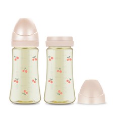 그로미미 체리쉬 PPSU 젖병 트윈팩 300ml, 로즈골드, 노꼭지