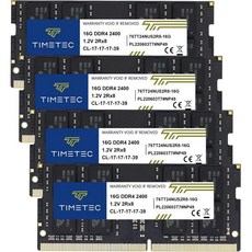 타임텍 8GB DDR4 2400MHz DDR42400 PC419200 PC42400T 비ECC Unbuffered 1.2V CL171Rx8 싱글랭크 260핀 SODIMM 노트북, 64GB KIT(4x16GB), 1개