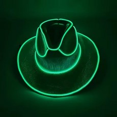 스프링카 LED 조명 카우보이 카우걸 모자 빛나는 서양 진주빛 댄스 파티 원피스, [07] green, 1개
