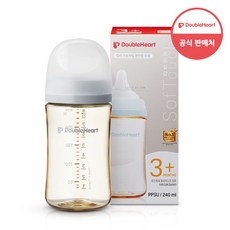 더블하트 모유실감 3세대 PPSU 모먼트 단품 240ml 새벽그레이 (M젖꼭지포함), 그레이, 1개 - 더블하트젖병