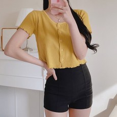 반팔크롭가디건