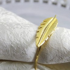 웨딩포 냅킨링 냅킨홀더 골드 메탈 슬림리프 Napkin Ring Gold Metal Slim Leaf, 1개, 1개