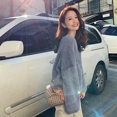 겨울 가을 계절 밍크 모조 옷 인싸템 상의 와이드 풀오버 모헤어니트 여성