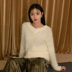 나인 페미닌 부클 브이넥 니트(T-5015)