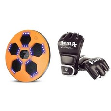 뮤직복싱기계LED 블루투스 스마트 복싱 머신 음악 벽 타겟 가정 운동 어린이 성인, 08 Orange with Gloves B, 1개