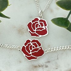  장미 꽃 미아방지 목걸이 팔찌 세트 가능 실버 아기목걸이 아이은목걸이 은팔찌 여아선물 남아선물 조카선물  상품 이미지