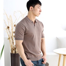 머슬핏 오픈 카라넥 쿨 봄 여름 남자 니트 반팔 티셔츠 8color