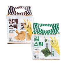 [푸드365마켓] 키즈웰 스틱 과자, 1세트, 김스틱1개,참깨스틱1개