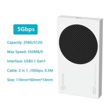 PHIXERO 외장 솔리드 스테이트 드라이브 휴대용 SSD HD 디스크 USB 3.2 Xbox PC 노트북용 256GB 512G, 03 5Gbps, 04 500GB