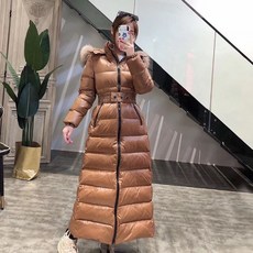 도매팡팡 후드 M하우스 여성 속이다 고급 연장 타입 폭스털 퍼 넥 보여 두꺼운 화이트 구스다운 거위털 허리보정