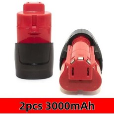 Miliwukee 배터리에 적합 12V 무선 공구 배터리 호환성 양호 2.5Ah 3Ah 3.5Ah M12 XC-24 1048-11-2420-2411, 없음, 2개
