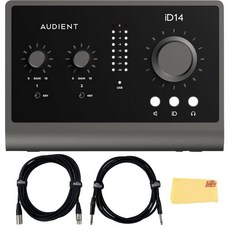 Audient iD14-MkII 10 In 6 Out 오디오 인터페이스인스트루먼트 케이블 XLR 케이블 및 오스틴 바자 연마 천 포함, iD14-MKII_Bundle w/ 2 Cables, 1개