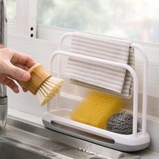 주방 다용도 선반 탁상 수납 비닐 행주 선반대면 청결건조대 주 000138130, 05 화이트+스펀지6매입