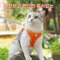 하네스 고양이 산책냥이 조끼형 몸줄 리드줄 목줄 산책줄, S 12파운드 고양이, 1개