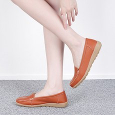 준디자인 천연가죽 여성 단화 패션 명품 효도화 발편한 컴포트화 클래식 가벼운 경량 푹신한 쿠션 여자 슈즈 논슬립 미끄럼방지