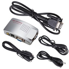 Universal NTSC PAL VGA to TV AV RCA 신호 어댑터 지원 S- 비디오 RGB NTSC/PAL 컴퓨터 신호 VGA ~ RCA 스위치 상자, 1.Black, 01 Black