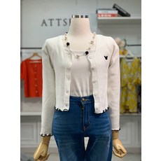애티쉬 물결 레이스 숏 니트가디건 AKD1R017
