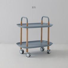 북유럽 이동식 선반 사이드 테이블 트롤리, C.푸른 색