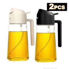 분무기 디펜서 올리브 주방 스프레이 바베큐 오일 16oz in 요리용 플라스틱 500ml 도구, Black and White