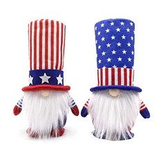 N D 애국적인 그놈 바느질 대통령 선거 - 애국심 드워프 인형 (파란색 빨강 2pcs) (2Pcs Blue Red), 2Pcs, Blue Red, 2Pcs, Blue Red