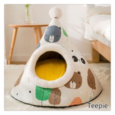 티피/Teepie고양이집 겨울철 보온 몽고백 반밀폐형 귀여운 강아지집 사계절 공통 고양이 매트 애견용품, 베이지, 1개