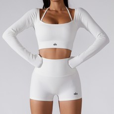  여성 알~ 요가 긴팔 요가복 탑 티셔츠 트레이닝복 가슴 패드 스포츠 속건성 피트니스웨어 