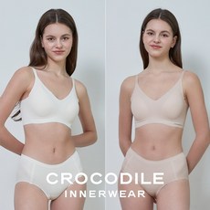 [크로커다일] 감탄브라 라이크라 인견쉘론 후크형 브라+팬티 4종세트 오트밀 베이지 CDW4N2728_T