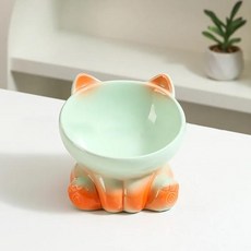 귀여운 세라믹 그라디언트 고양이 그릇 음식 팁 방지 음주 보호 경추 개 액세서리 신제품, 1개