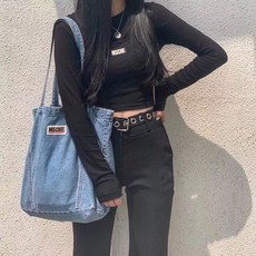 SURBORT 빅 사이즈 캔버스 데님 여백 숄더백 쇼퍼 캐쥬얼백