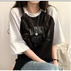 나인테일 여름 여성 캐주얼 브룩클린 나그랑 배색 박시한 오버핏 라운드넥 반팔티 4컬러 인테일 여름 여성 캐주얼 브룩클린 나그랑 배색 박시한 오버핏 라운드넥 반팔티 4컬러