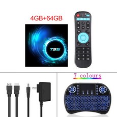 TV 셋톱 박스 스마트 수신기 OTT 오리지널 T95 안드로이드 tv 블루투스 5.0 2.4g & 5g 와이파이 128g 3D 음성 16g 32gb 64gb 4k 쿼드 코어 셋톱박, 30) 영국 플러그 - 4G 64G keyboard