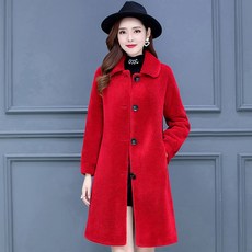 바람구름 쇼핑센터 울하프코트 캐시미어 겨울 톨 양털 가죽털 일체 하프기장 램스울 융털 모피
