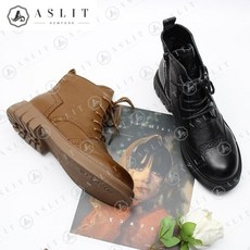 여성데일리레이스업플랫워커부츠