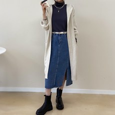 데일리앤 빅사이즈 루즈핏 후드 롱 가디건